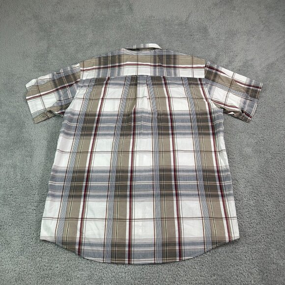 PENDLETON Men's Shirt Size Large Plaid Brown Button Down Short Sleeve - Picture 2 of 10